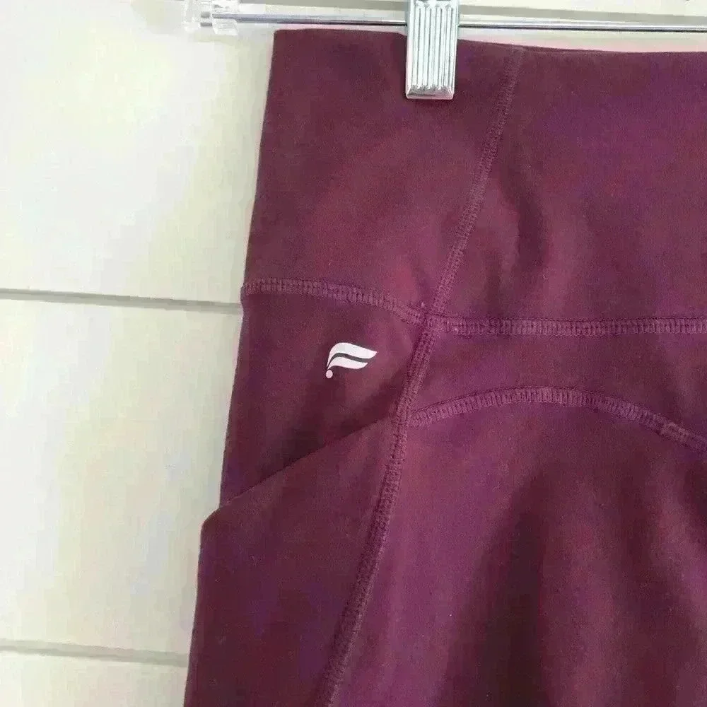 Fabletics Purelux Burgundy Leggings With Pockets Size XXS